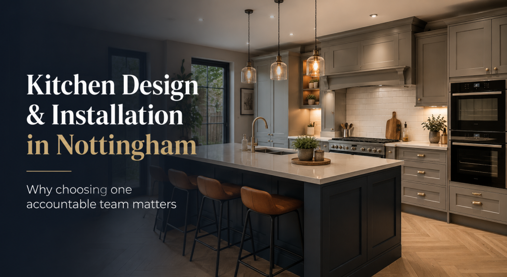 Modern fitted kitchen designed and installed by Leivers & Vale in Nottingham